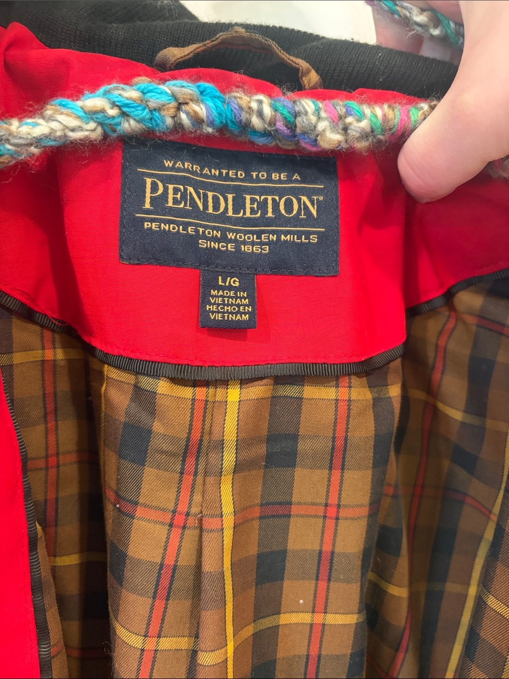 Pendleton Red Trench Coat with Black Collar - Picture 5 of 6